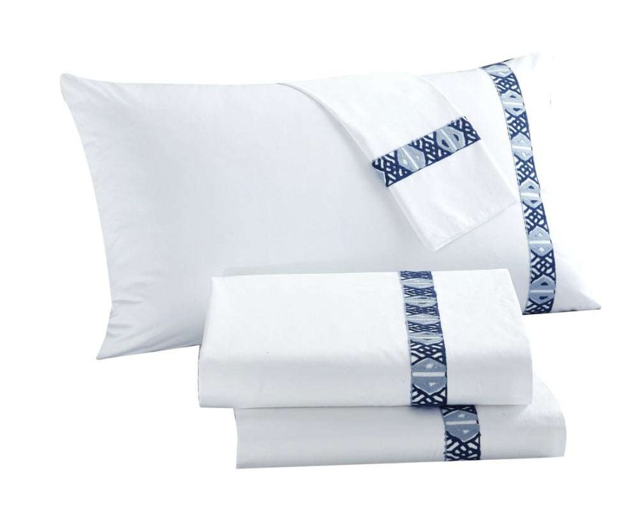 Sheet Set * | Sale Merchandise Sarita Garden Cotton Sheet Set Navy