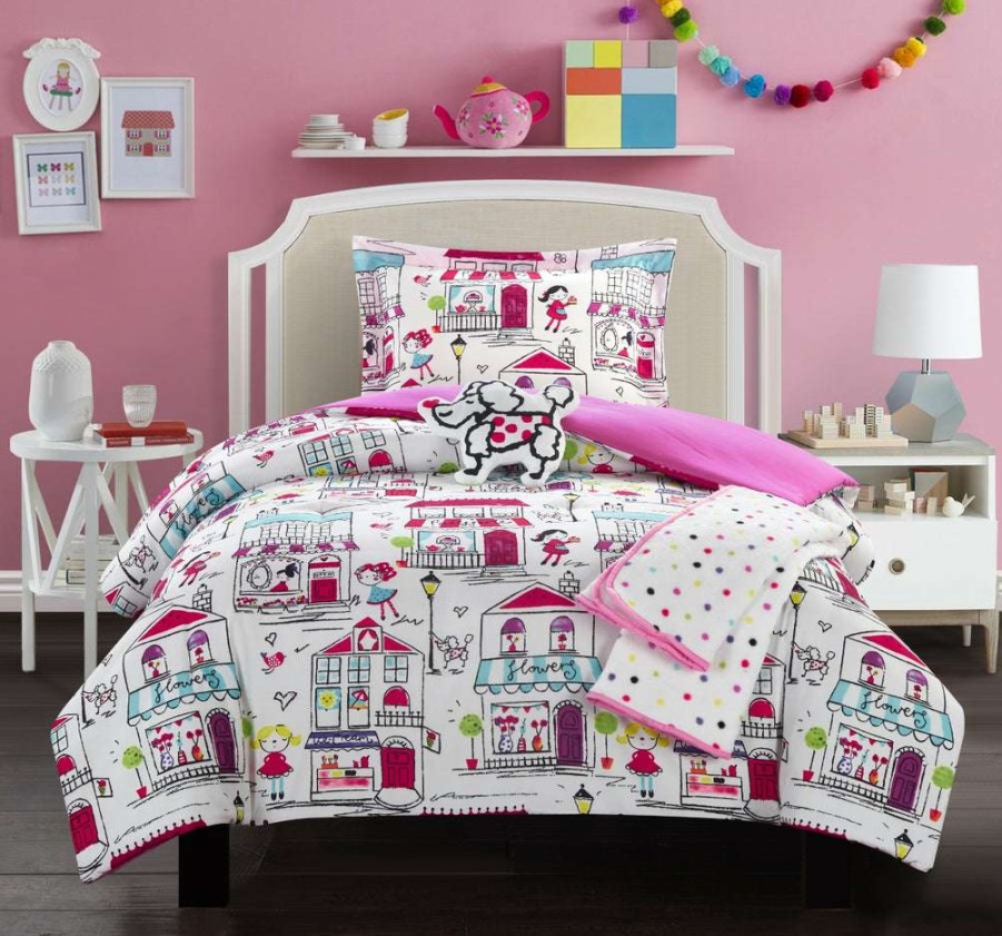 Comforter Set * | Reasonable Price Kid'S City Comforter Set Pink