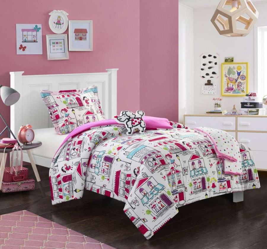 Comforter Set * | Reasonable Price Kid'S City Comforter Set Pink