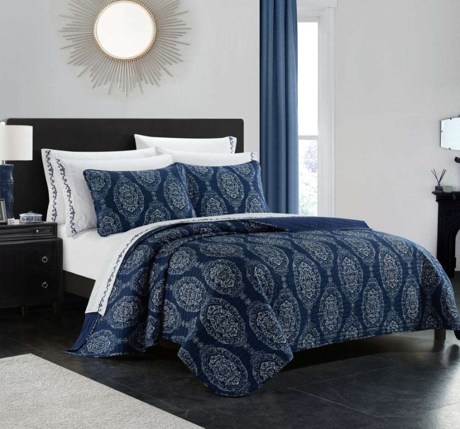 Quilt Set * | Discounts Verona Quilt Set Navy Blue