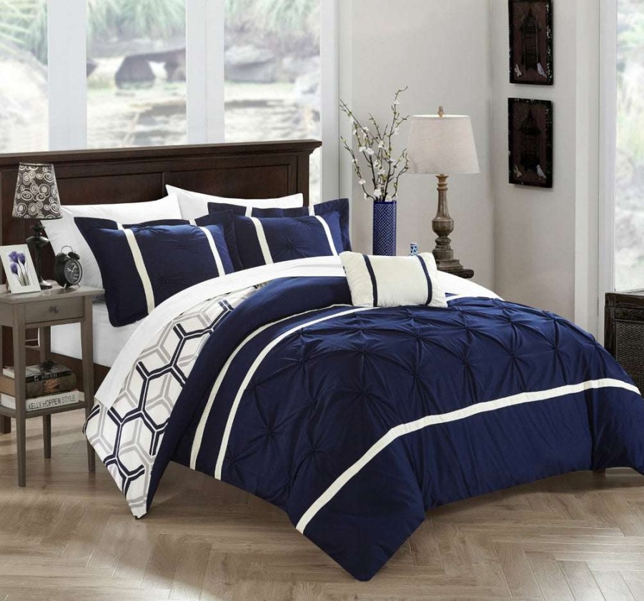 Comforter Set * | With Discount 50% Marcia Comforter Set Navy