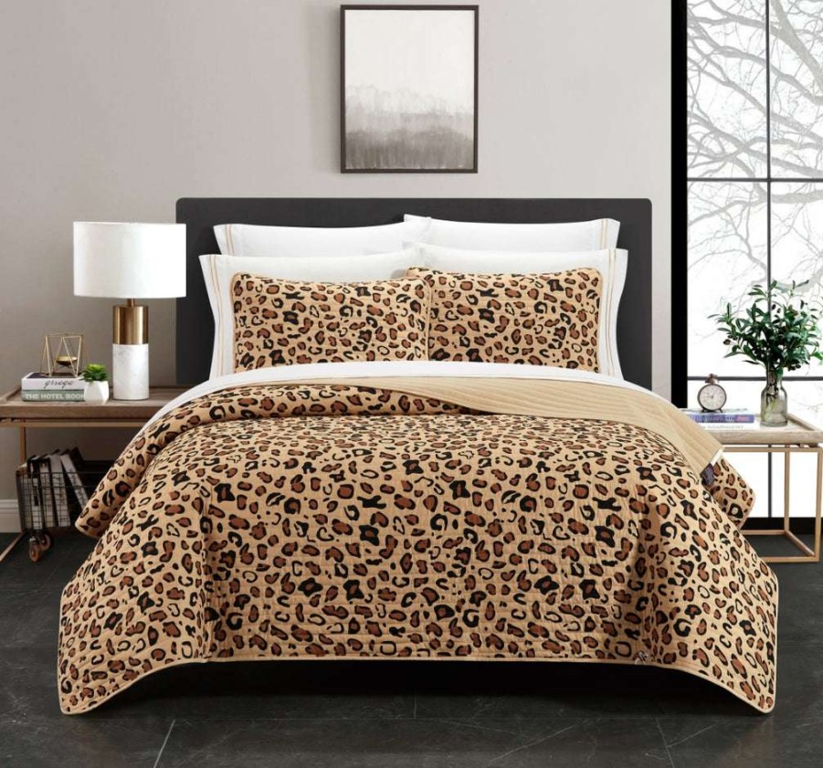 Quilt Set * | Online Discount Wild Cheeta Quilt Set Brown