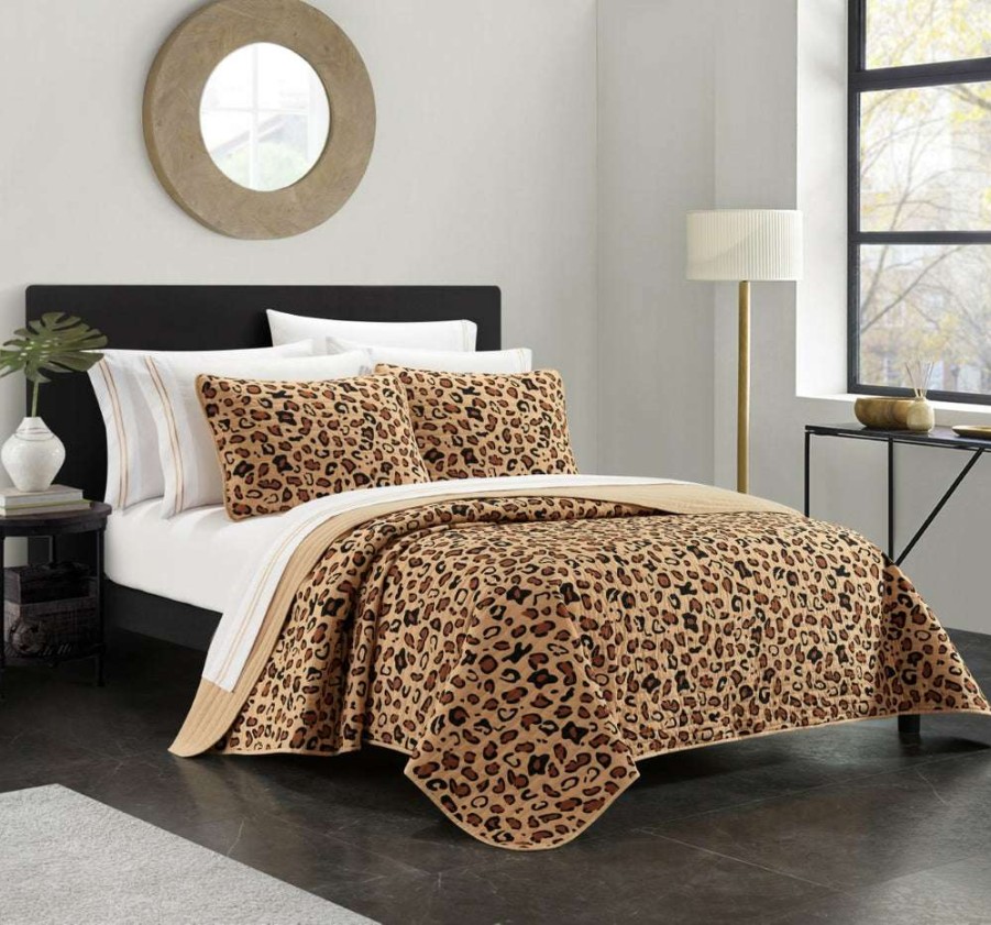 Quilt Set * | Online Discount Wild Cheeta Quilt Set Brown