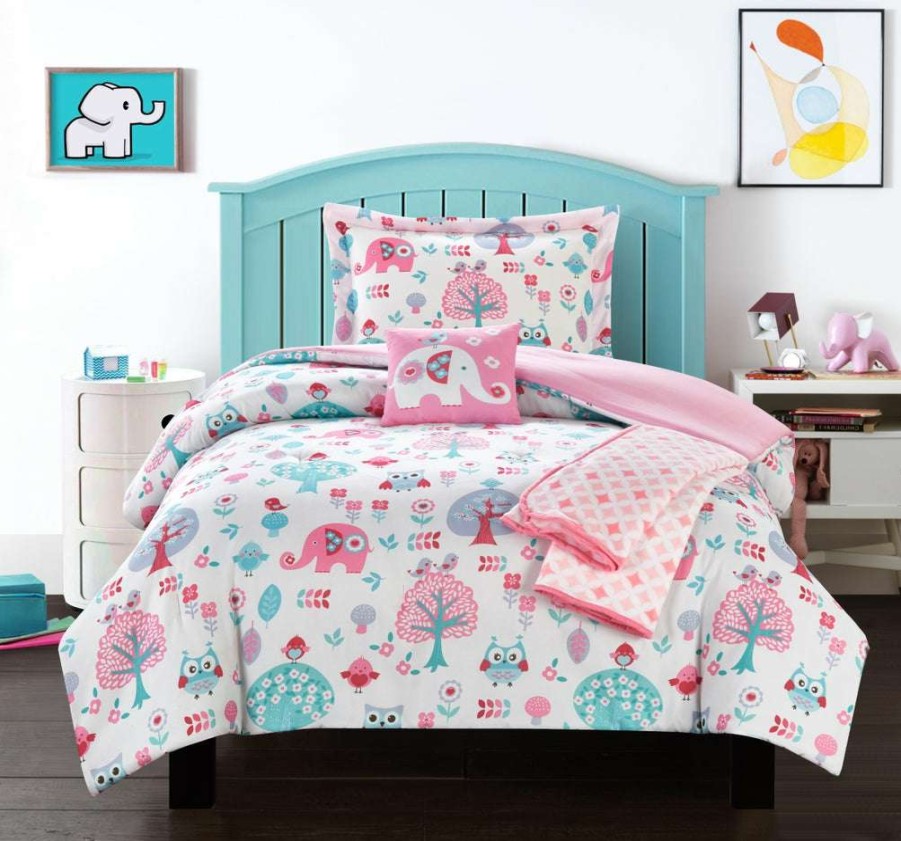 Comforter Set * | With A Discount 50% Elephant Garden Comforter Set Pink