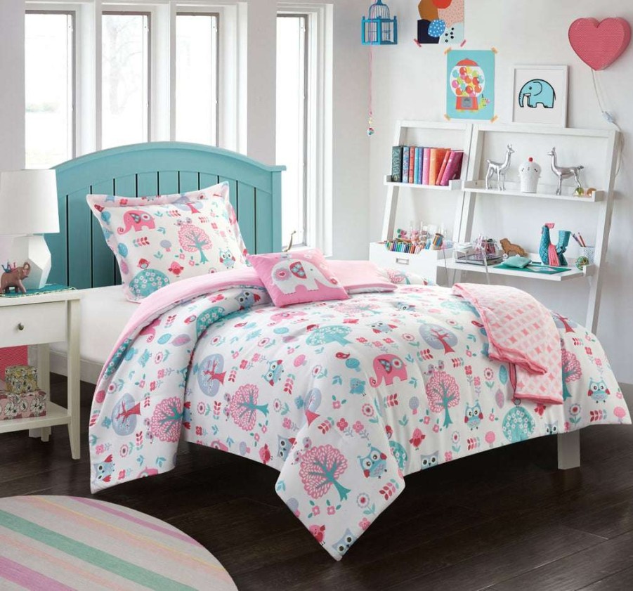 Comforter Set * | With A Discount 50% Elephant Garden Comforter Set Pink