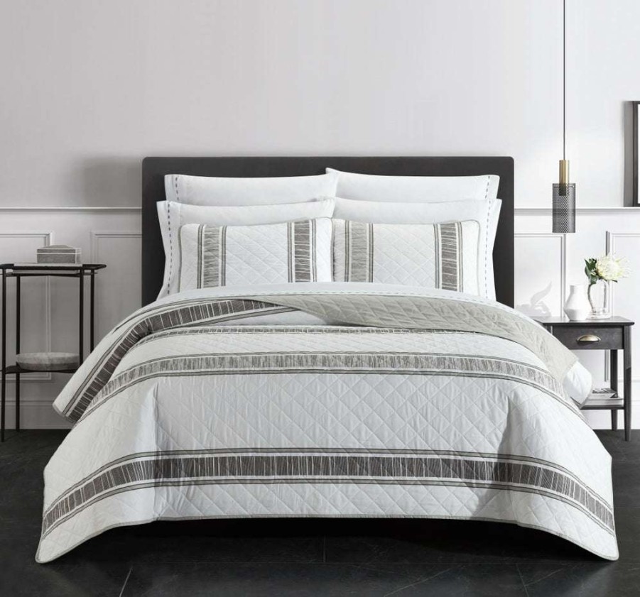 Quilt Set * | Reduction In Price Medici Quilt Set Grey-White