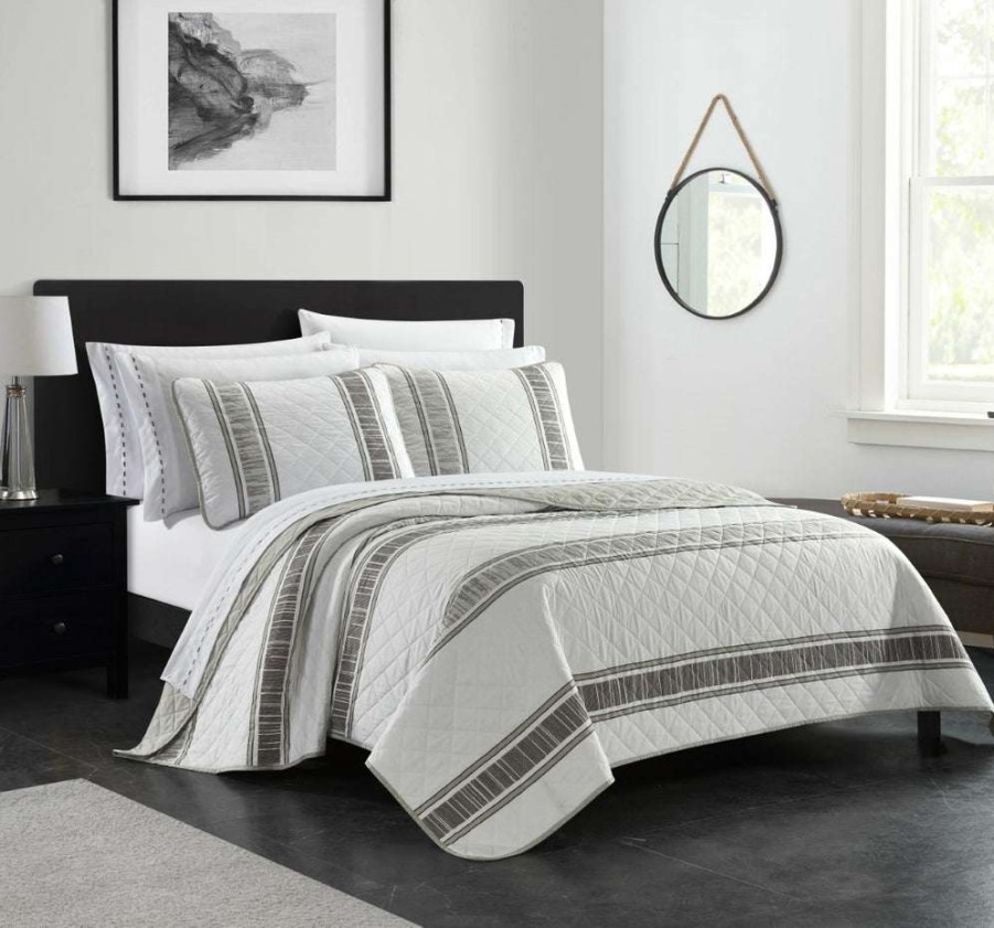 Quilt Set * | Reduction In Price Medici Quilt Set Grey-White